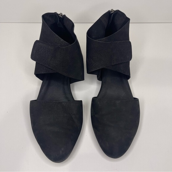 Eileen Fisher Women’s 7.5 Black Tumbled Nubuck Suede Pointed Toe Strap Shoes - Picture 2 of 13